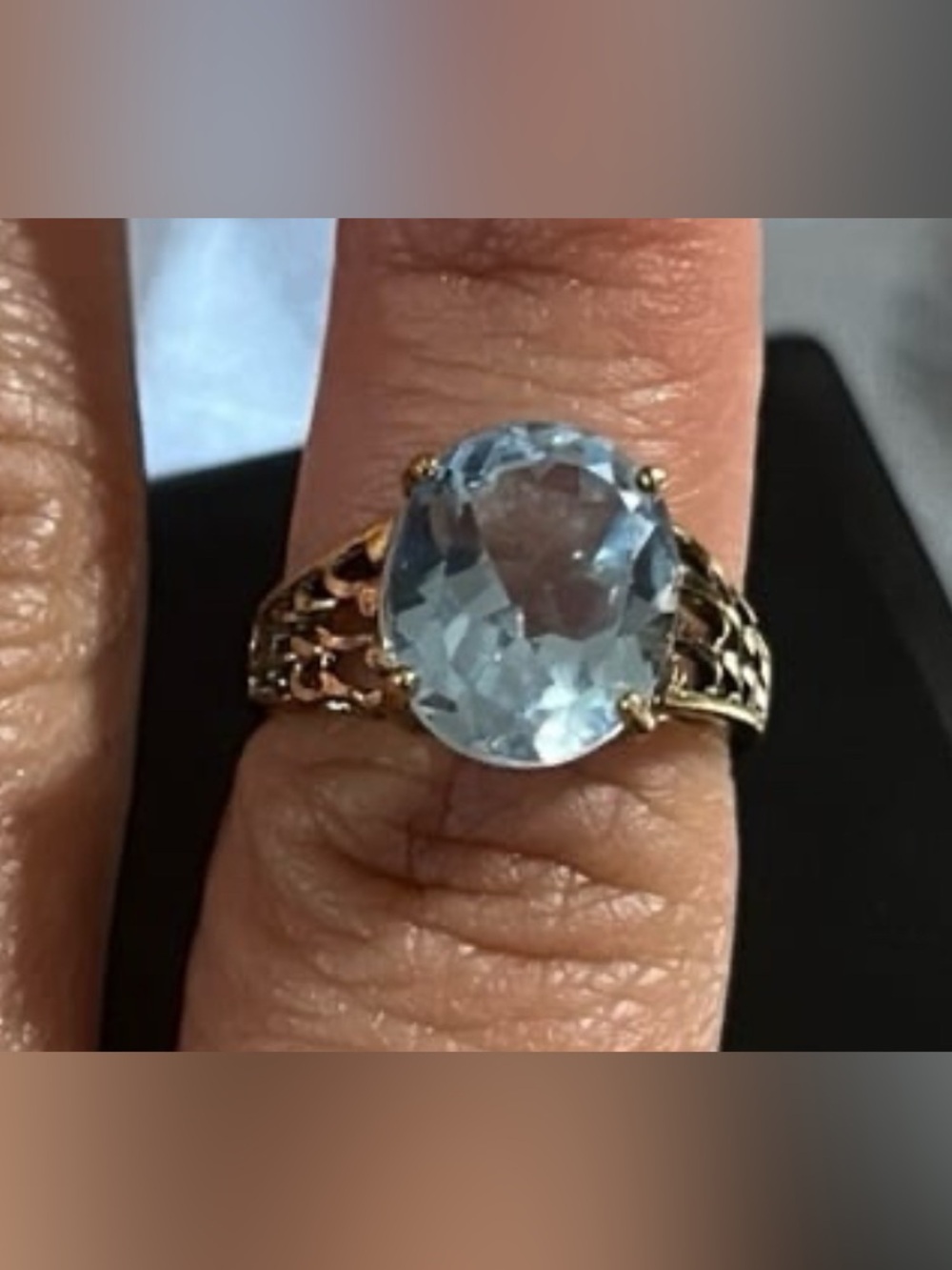 925 silver ring with lab created aquamarine size 5.5